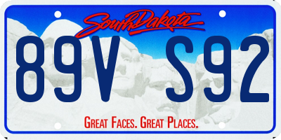 SD license plate 89VS92