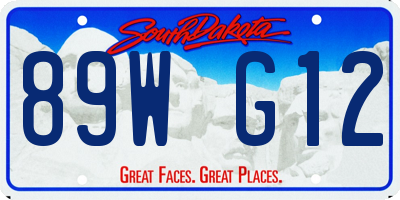 SD license plate 89WG12