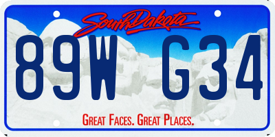 SD license plate 89WG34