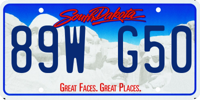 SD license plate 89WG50