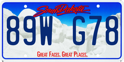 SD license plate 89WG78