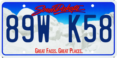 SD license plate 89WK58