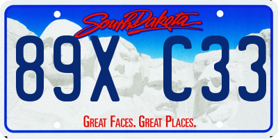 SD license plate 89XC33