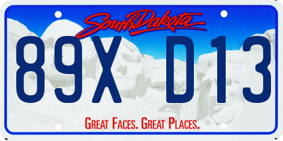 SD license plate 89XD13