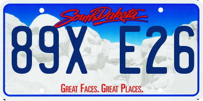 SD license plate 89XE26