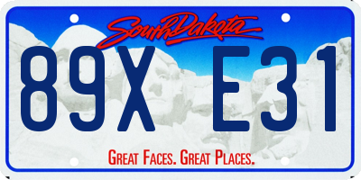 SD license plate 89XE31