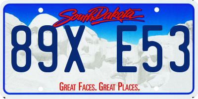 SD license plate 89XE53