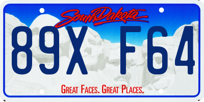 SD license plate 89XF64