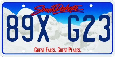 SD license plate 89XG23