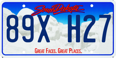 SD license plate 89XH27