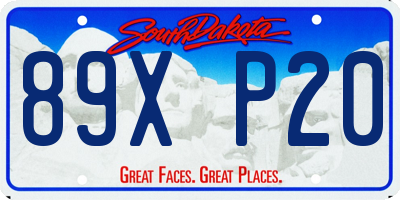 SD license plate 89XP20