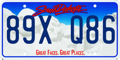 SD license plate 89XQ86