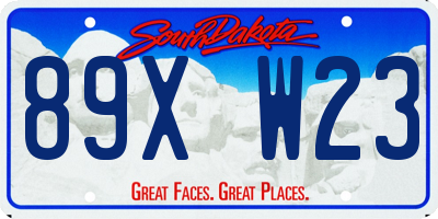SD license plate 89XW23