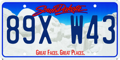 SD license plate 89XW43