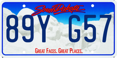 SD license plate 89YG57