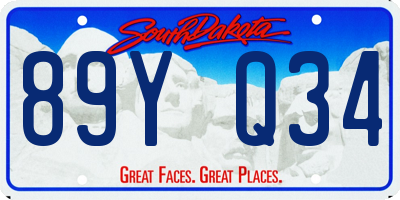SD license plate 89YQ34
