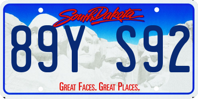 SD license plate 89YS92
