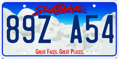 SD license plate 89ZA54