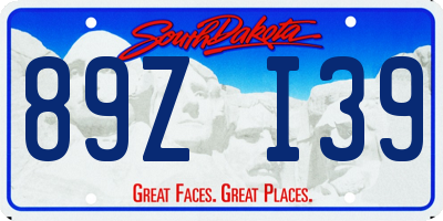 SD license plate 89ZI39