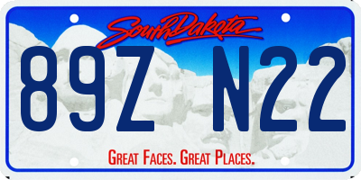 SD license plate 89ZN22
