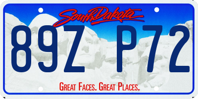 SD license plate 89ZP72