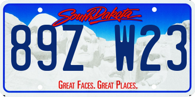 SD license plate 89ZW23