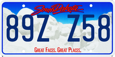 SD license plate 89ZZ58