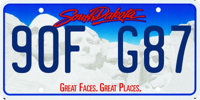 SD license plate 90FG87