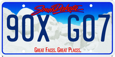 SD license plate 90XG07