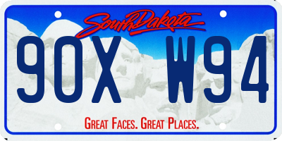 SD license plate 90XW94