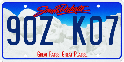 SD license plate 90ZK07