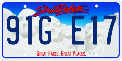 SD license plate 91GE17