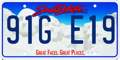 SD license plate 91GE19