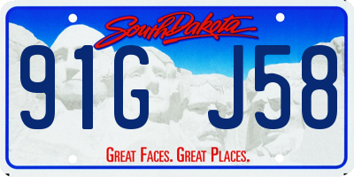 SD license plate 91GJ58