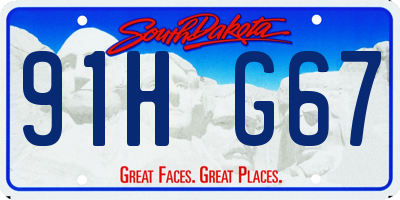 SD license plate 91HG67