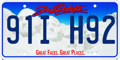 SD license plate 91IH92