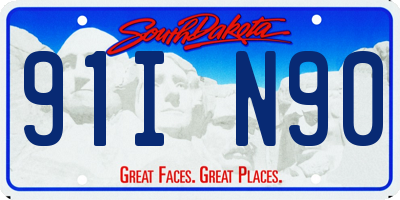 SD license plate 91IN90