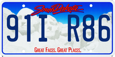 SD license plate 91IR86