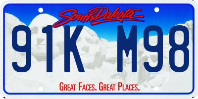 SD license plate 91KM98