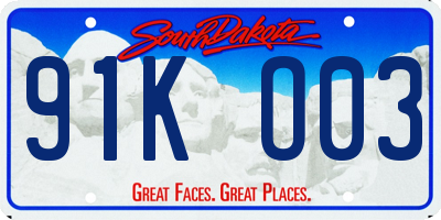 SD license plate 91KO03