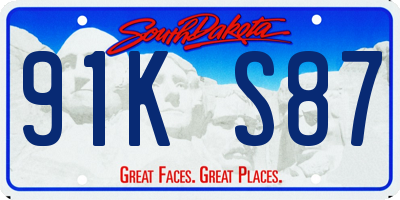 SD license plate 91KS87