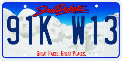 SD license plate 91KW13