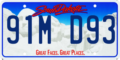 SD license plate 91MD93