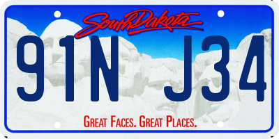 SD license plate 91NJ34