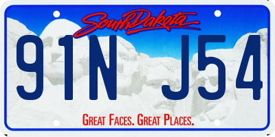 SD license plate 91NJ54