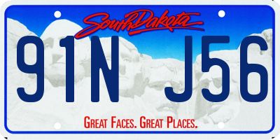 SD license plate 91NJ56