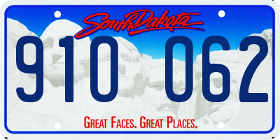 SD license plate 91OO62