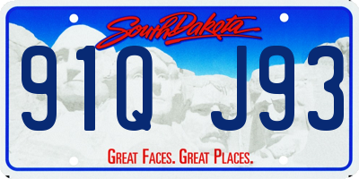 SD license plate 91QJ93