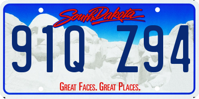 SD license plate 91QZ94