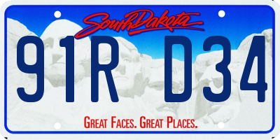 SD license plate 91RD34